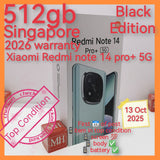 512gb 2026 warranty Singapore Xiaomi Redmi note 14 pro+ 5g black warranty full set