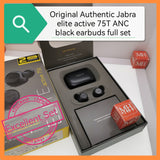 Original Authentic Jabra elite active 75T ANC black earbuds full set
