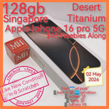 128gb Singapore official apple iphone 16 pro 5G desert titanium full set