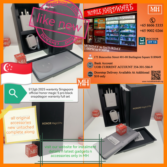 2025 warranty 512gb Singapore official honor magic 5 pro black snapdragon warranty full set