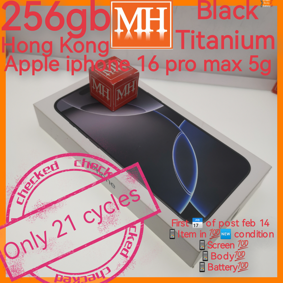 $68 freebies+21 cycles hk 2 sims apple iphone 16 pro max black titanium warranty 256gb full set