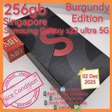 256gb Singapore official Samsung Galaxy s22 ultra 5g snapdragon burgundy full set