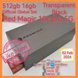512gb 16gb official global set red magic 10s pro 5G transparent black snapdragon gaming full set