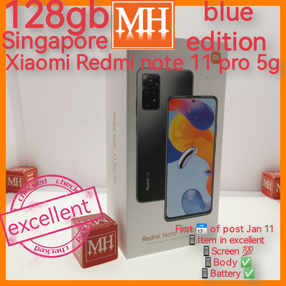 Singapore Xiaomi Redmi note 11 pro 5g blue 128gb full set