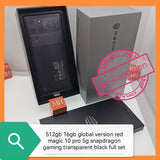 512gb 16gb global version red magic 10 pro 5g snapdragon gaming transparent black full set