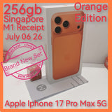 256gb Jul 06 M1 Receipt Singapore apple iphone 17 Pro Max 5G orange warranty new set