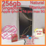 256gb Singapore apple iphone 16 pro max 5g natural titanium full set