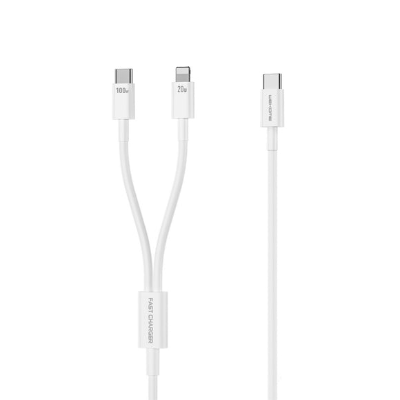 Wekome USB Cable - Origin Series 2-in-1 100W + 20W PD Super Fast Charging Data Cable Type-C to Type C + Lightning 1.2m WDC-176