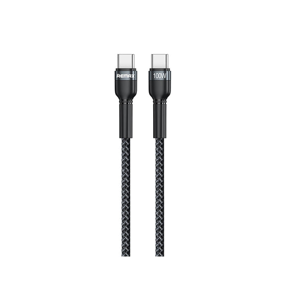 Remax USB Cable - Type-C To Type-C Jany Series 100W PD Fast Charging High-Density Braiding + Fishing Net Data Cable 100cm RC-172 C-C